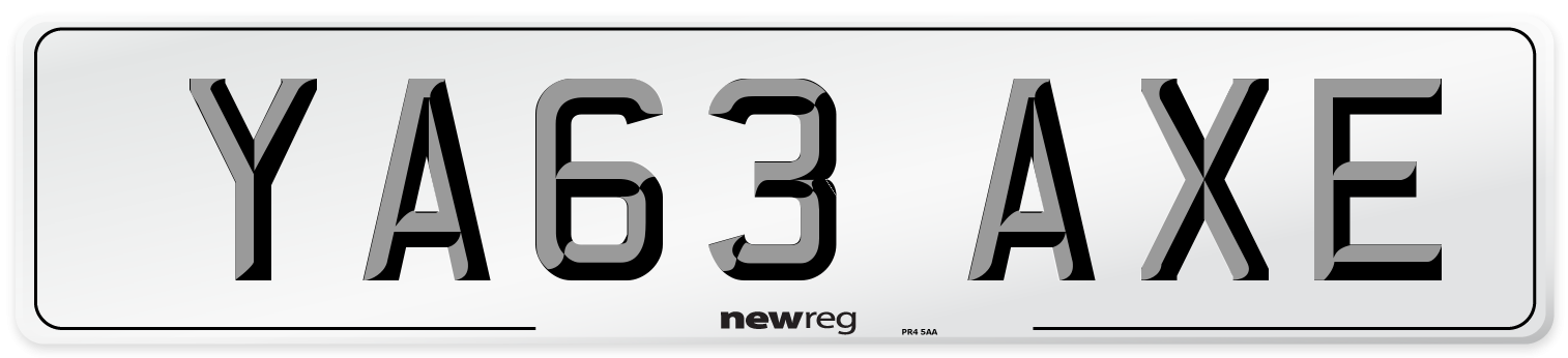 YA63 AXE Number Plate from New Reg
